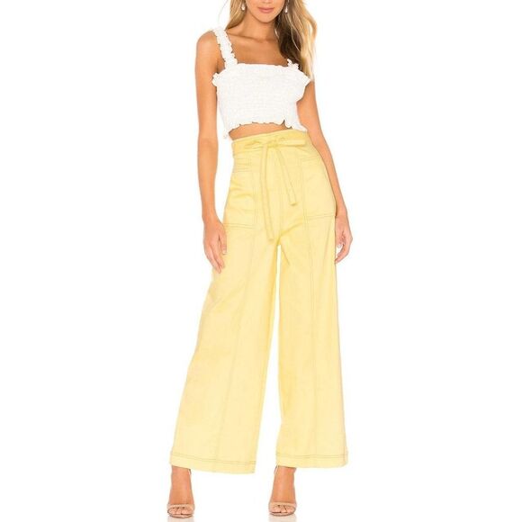 The East Order Goldie Lemon Yellow wide leg belted trouser pant NWT Womens XS - Picture 7 of 7